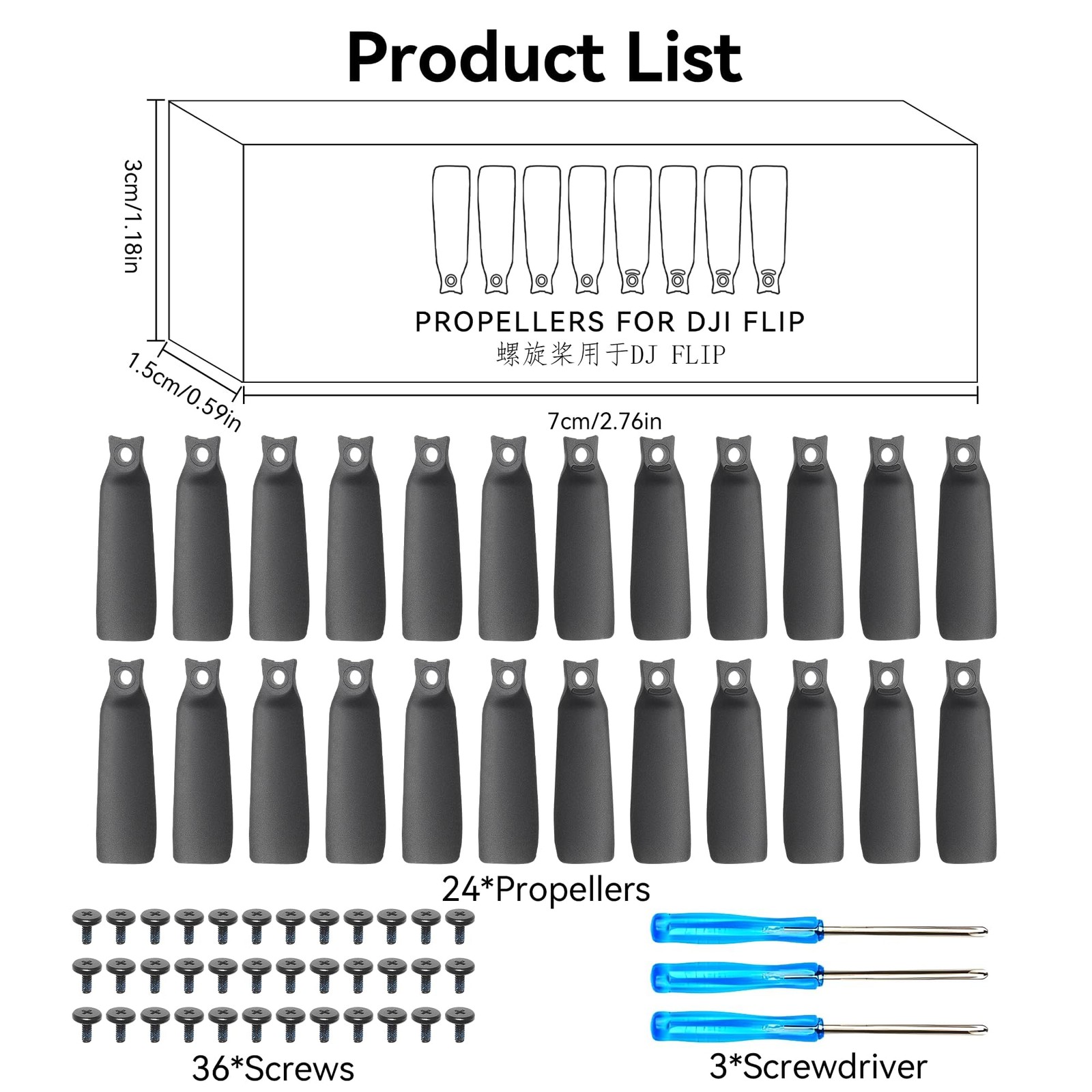 Propellers for DJI Flip Blades 24PCS Props Quick Replacement Spare Part Low ...