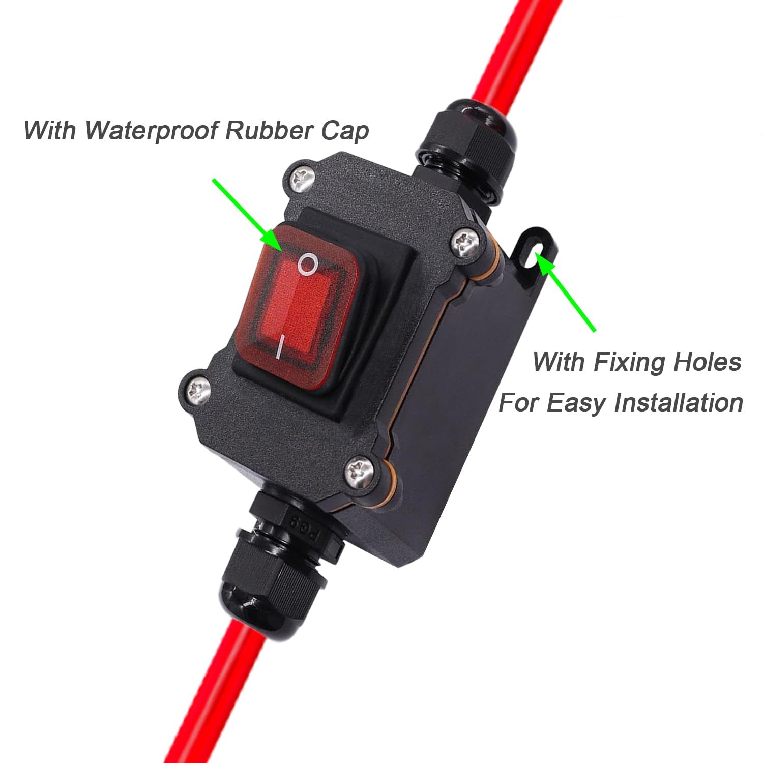 DC 12V Inline Switch DC 12-24V DPST Dual Side Wiring Switchs 25A Inline