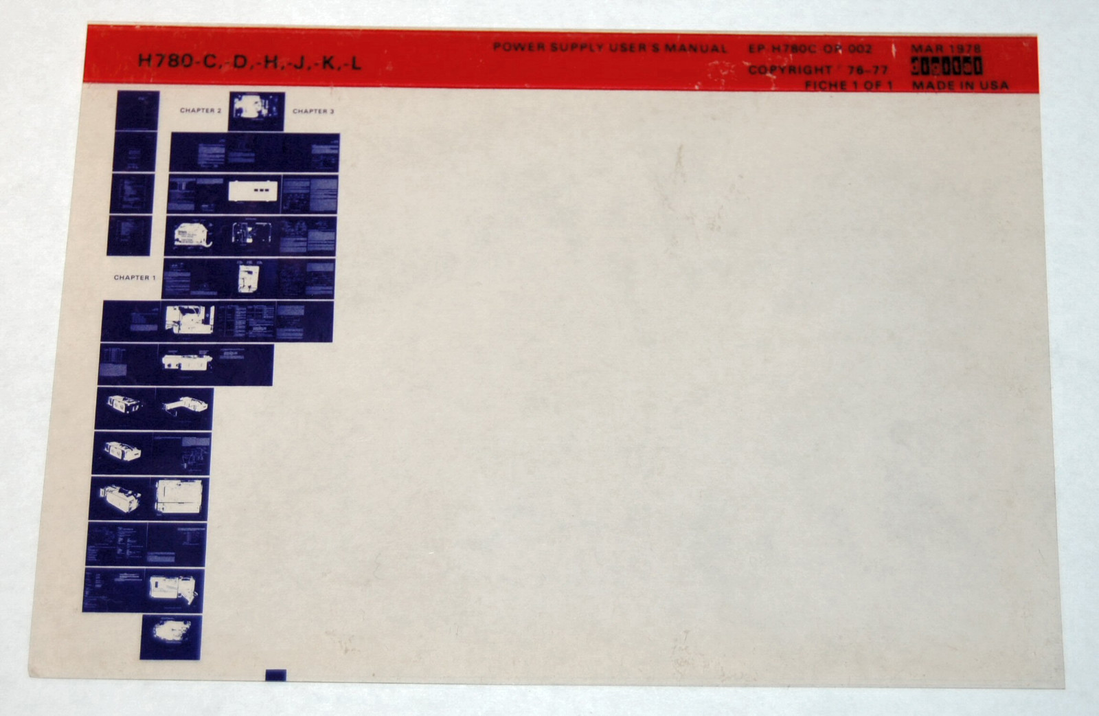 DEC H780-C, -D, -H, -J, -K, -L Power Supply User's Manual, Microfiche