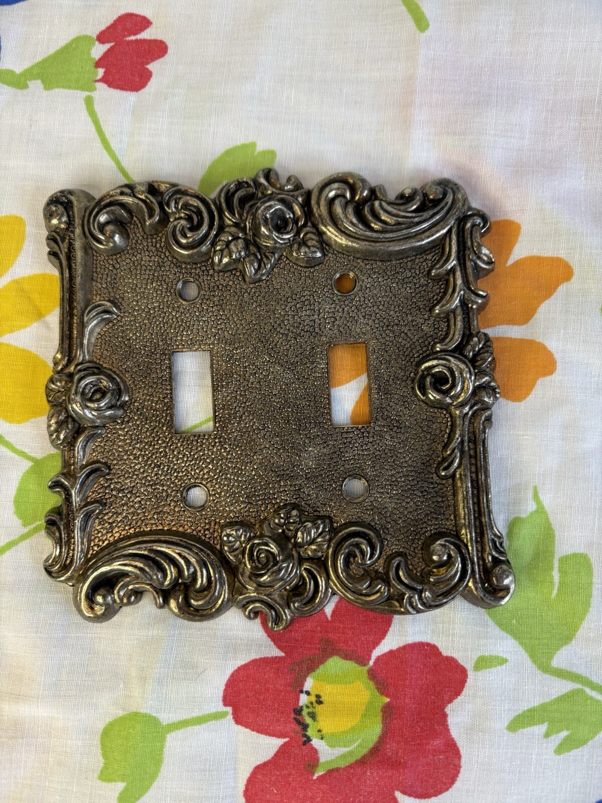 American Tack AT&HC  Ornate Gold 2 Switch Plate Cover Victorian Rose 60TT 1967