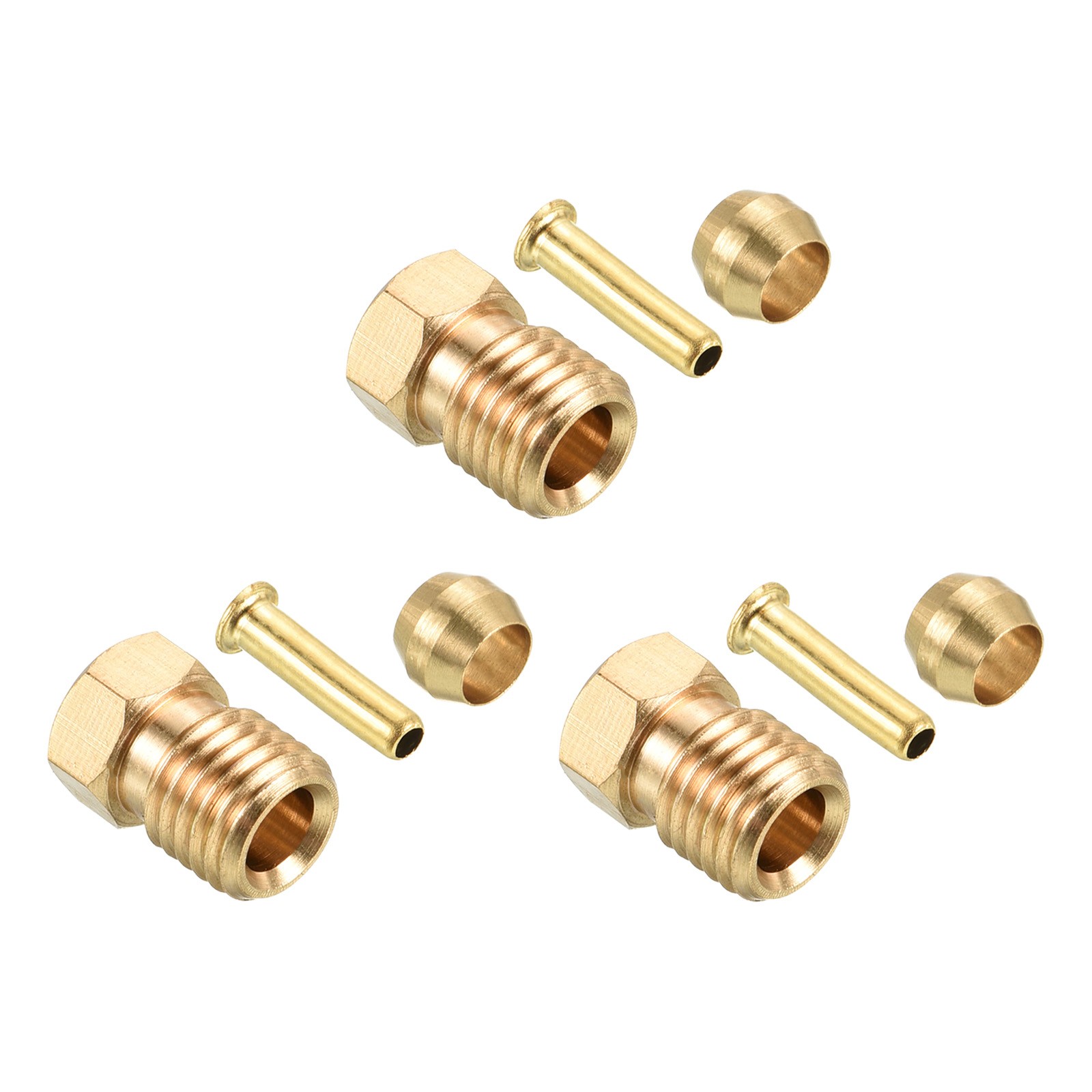 Sleeve Ferrule & Insert & Nut 2.5mm ID 4mm OD Tube Brass Compression Kit 3 Set