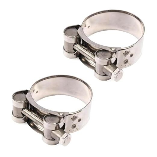 2Pcs Stainless Steel Exhaust Band Clamp, 48-51mm, Motorcycle and Automotive