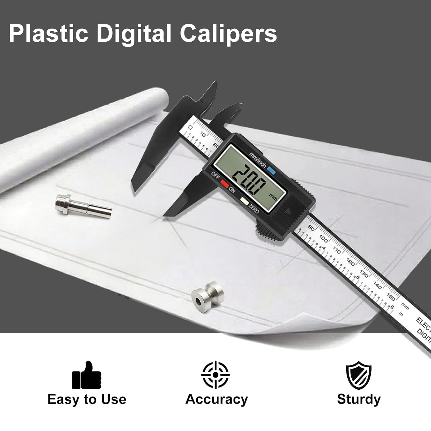 Versatile 0-6 Inch Digital Caliper with Inch & Metric Conversion - Reliable Tool