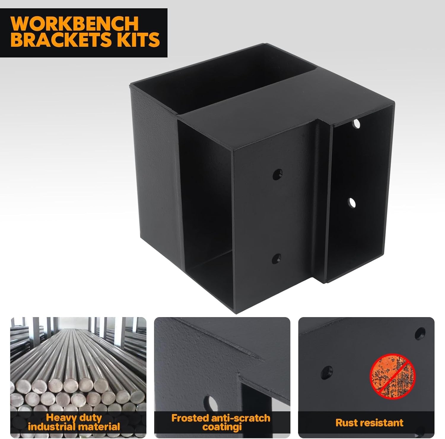 Heavy Duty Workbench Bracket Kit 8 Pcs Steel 3-Way Right Angle Corner Brackets