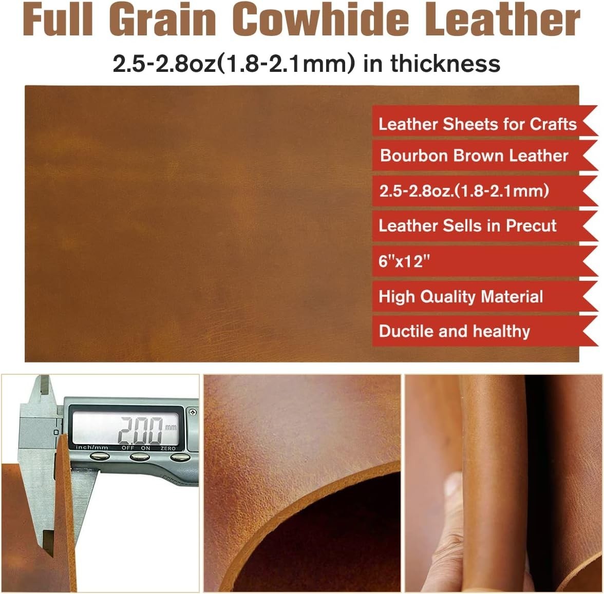 Thick Leather Sheets for Crafting Tooling Leather Full Grain Cowhide Leather