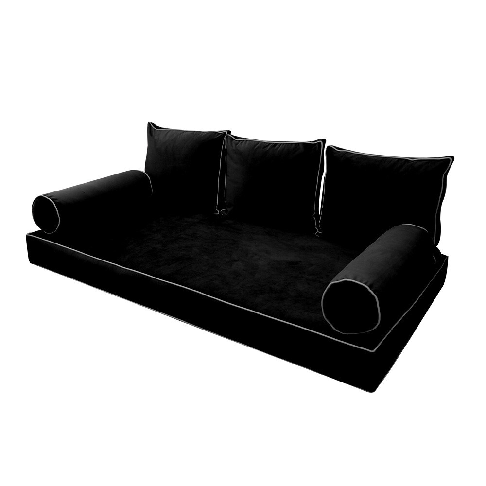 |SLIPCOVER ONLY| S.V3 Velvet Daybed Mattress Pillow Contrast Pipe Twin-XL AD374