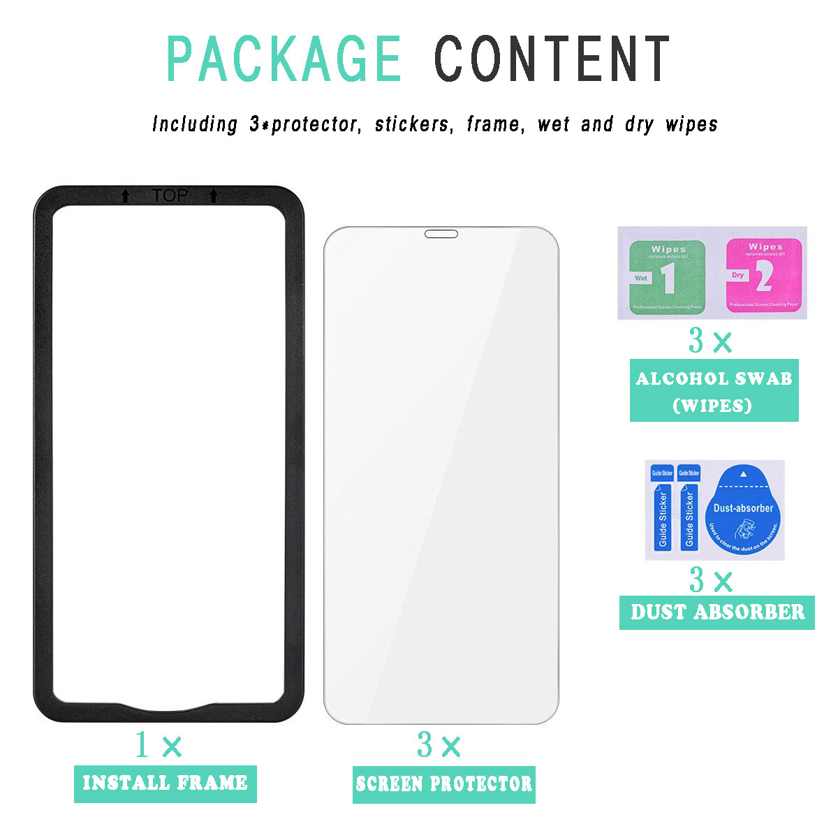 3 Pack 9H Tempered Glass Screen Protector For iPhone 14 Pro Plus 15 Pro Max Plus