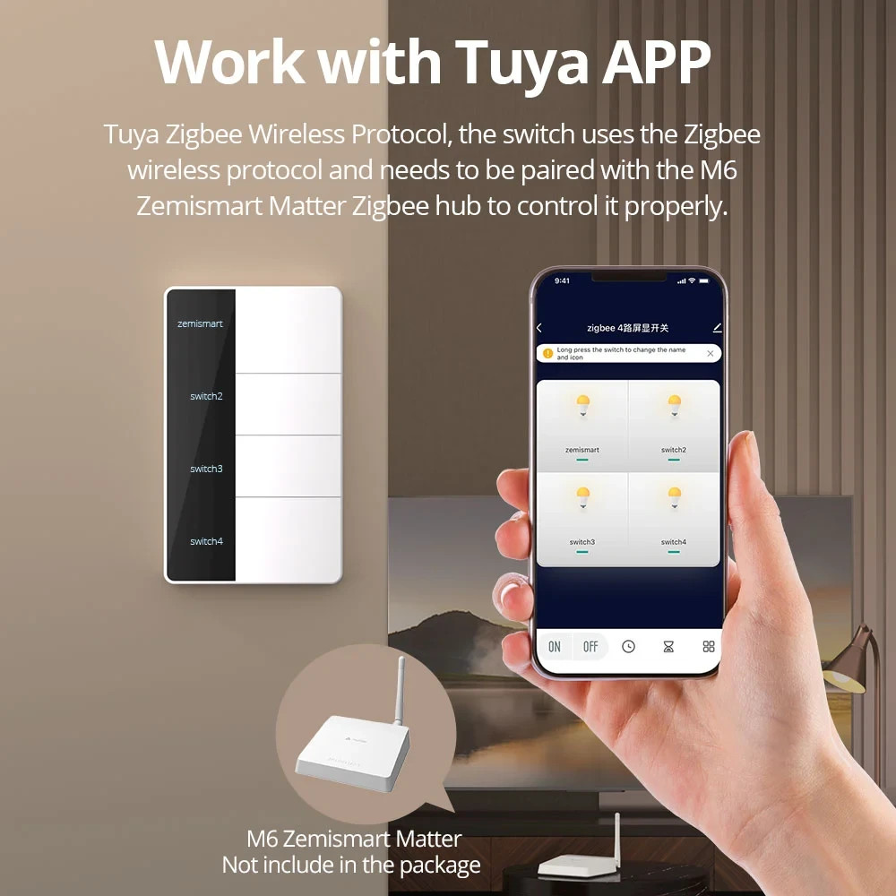 ZigBee Custom Display Name Smart Push Light Switch/AU SAA RCM/Apple Alexa Google