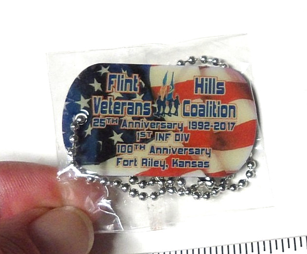 Flint Hills Veterans Coalition Dog Tag 1st Inv Div 100th Anniversary Ft Riley Ks