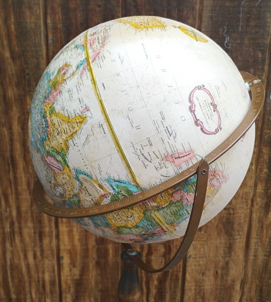 1984 Vintage Replogle Rotating Floor Globe w/Base