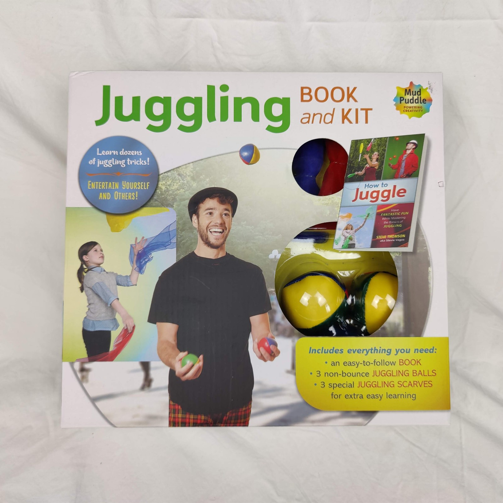 Juggling Book & Kit - Learn Dozens of Juggling Tricks With Scarves & Balls - NEW