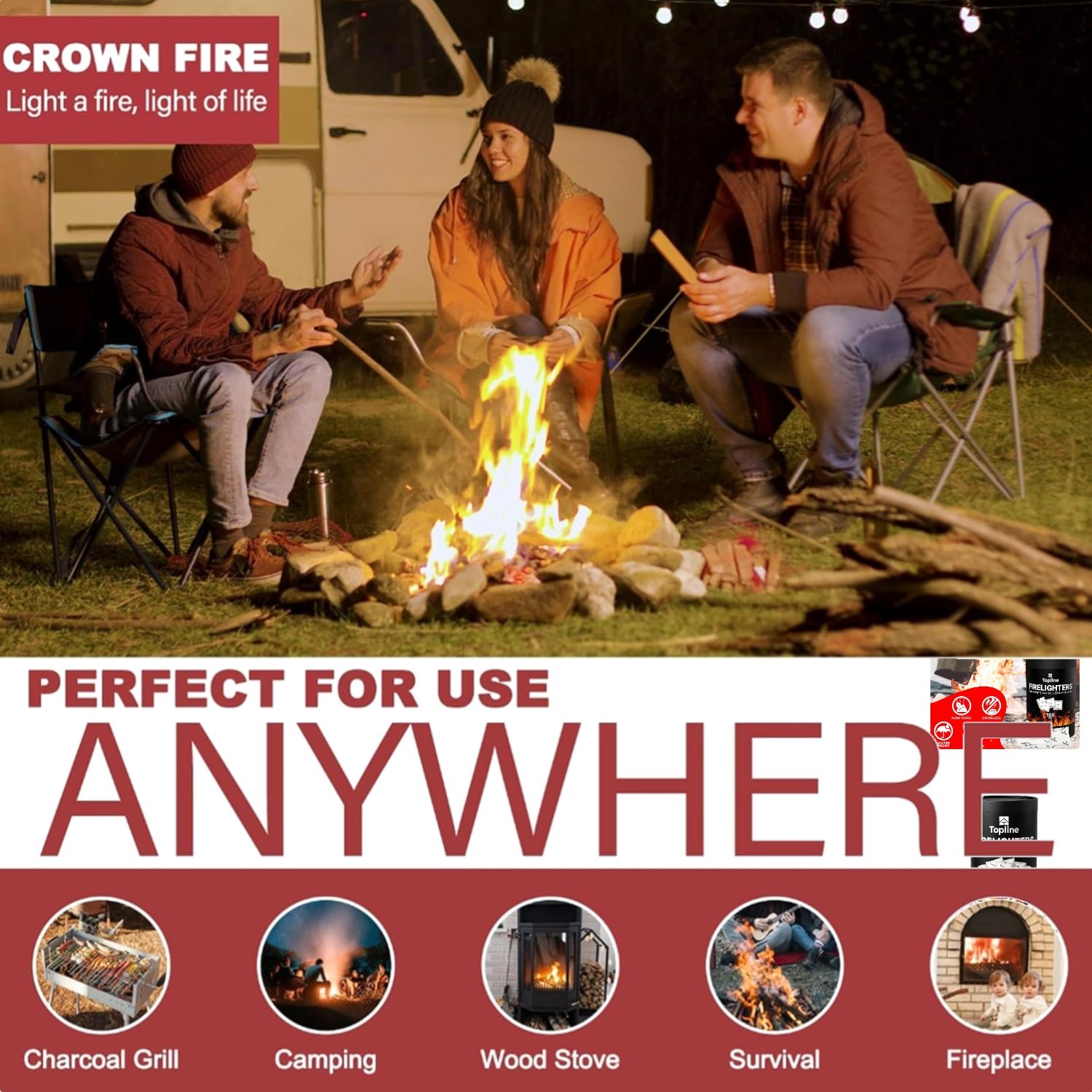 Quick-Light 100-Pack Fire Starter Pouches – Ideal for Charcoal BBQ & Wood Stoves