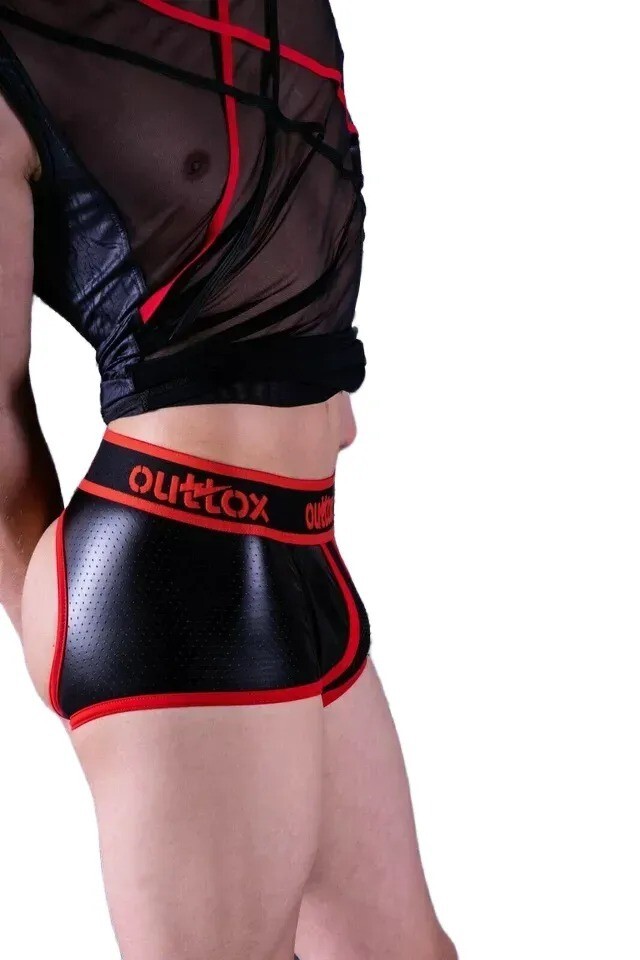 Outtox By Maskulo Open Back-Rear Boxer Trunks Red TR140-10 7