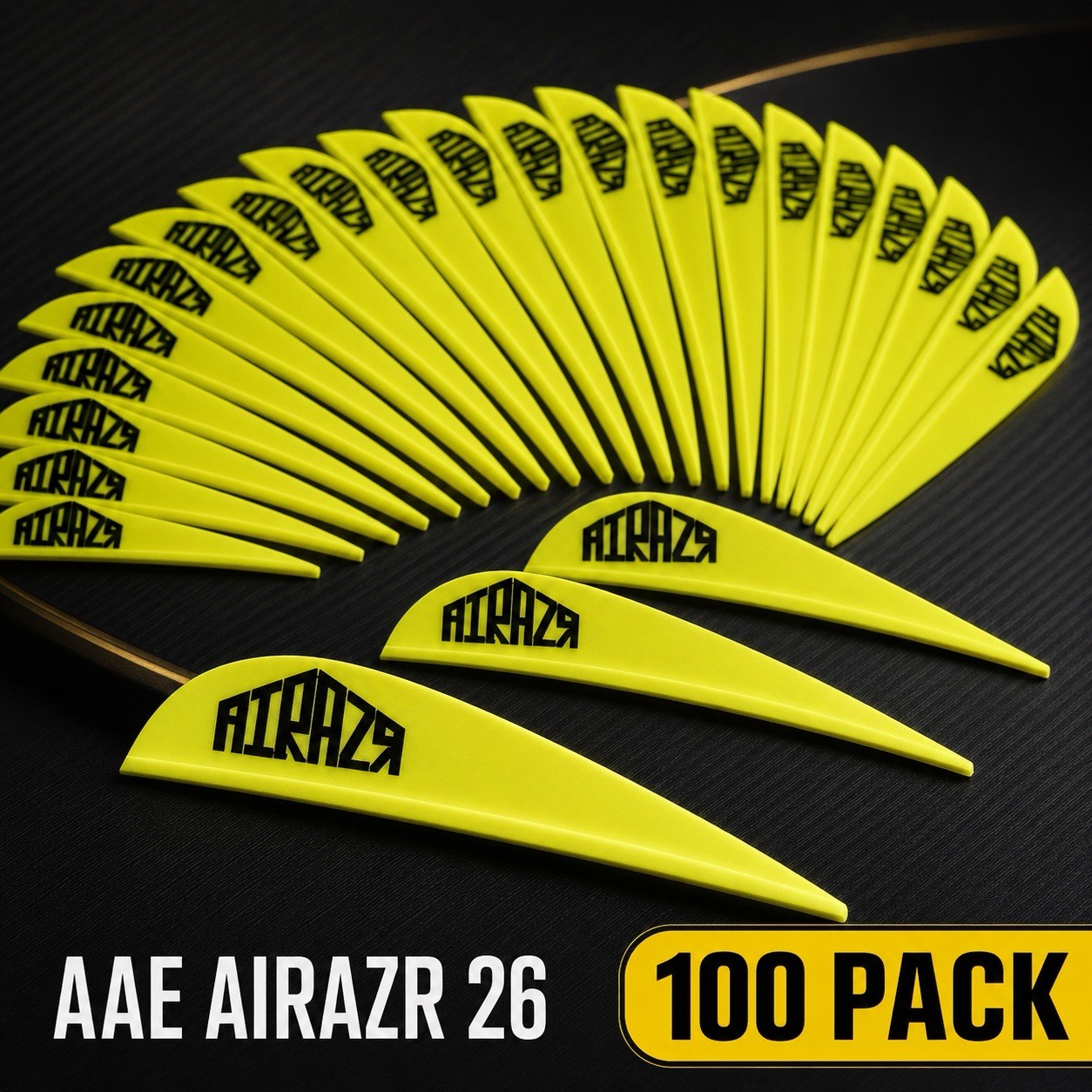 AAE AIRAZR 26 Arrow Vanes Yellow 2.8” Archery Fletching Vanes - 100 Pack