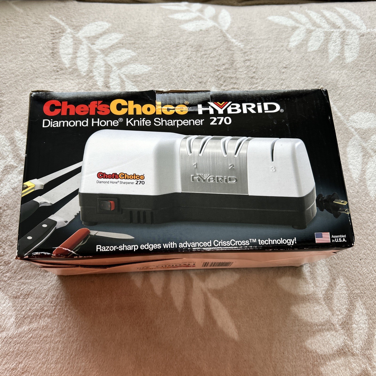 CHEFS CHOICE DIAMOND HONE 3-STAGE  HYBRID SHARPENER 270 New
