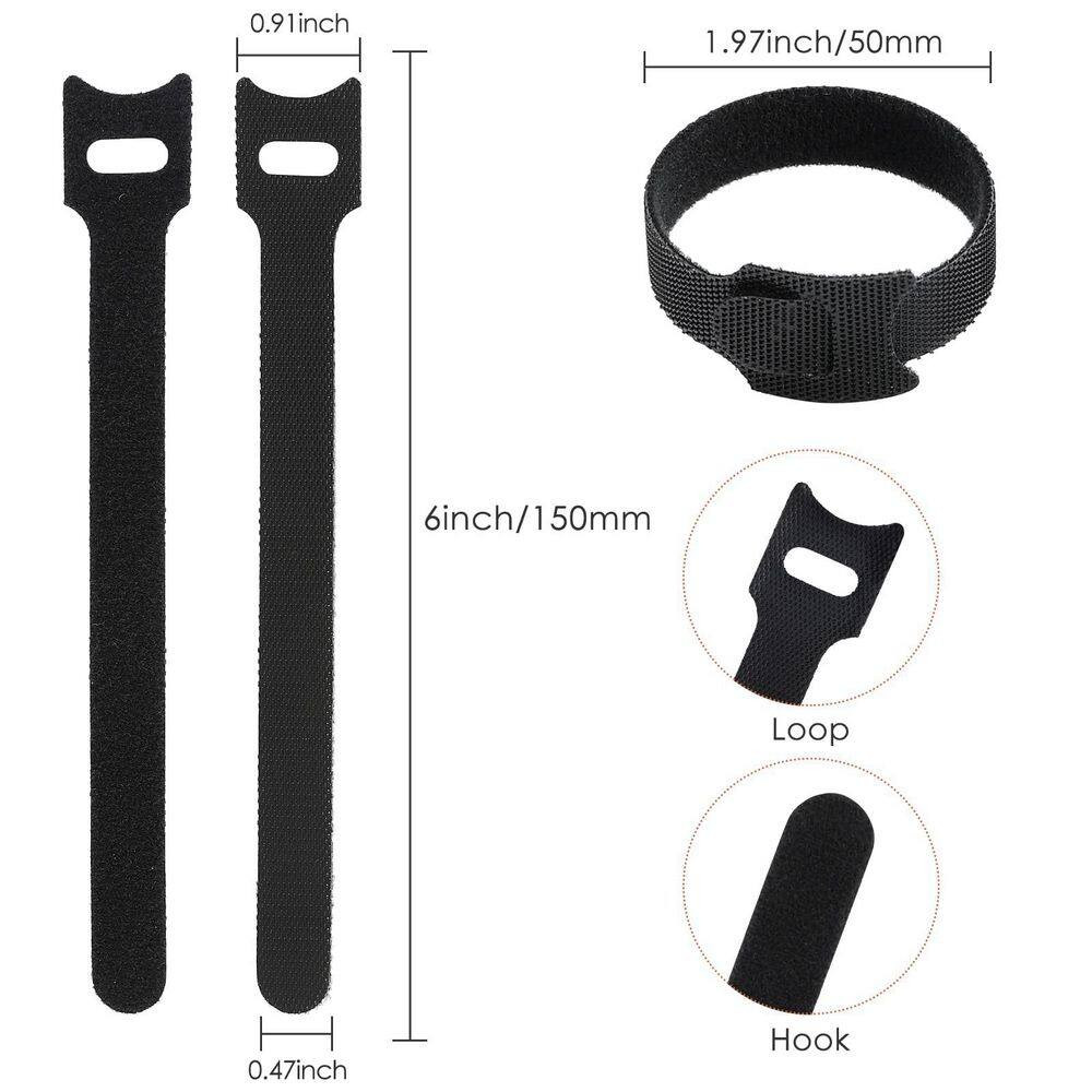 Reusable 6 In. Cable Ties Multi-Purpose Wire Cord Organizer Adjustable Managemen