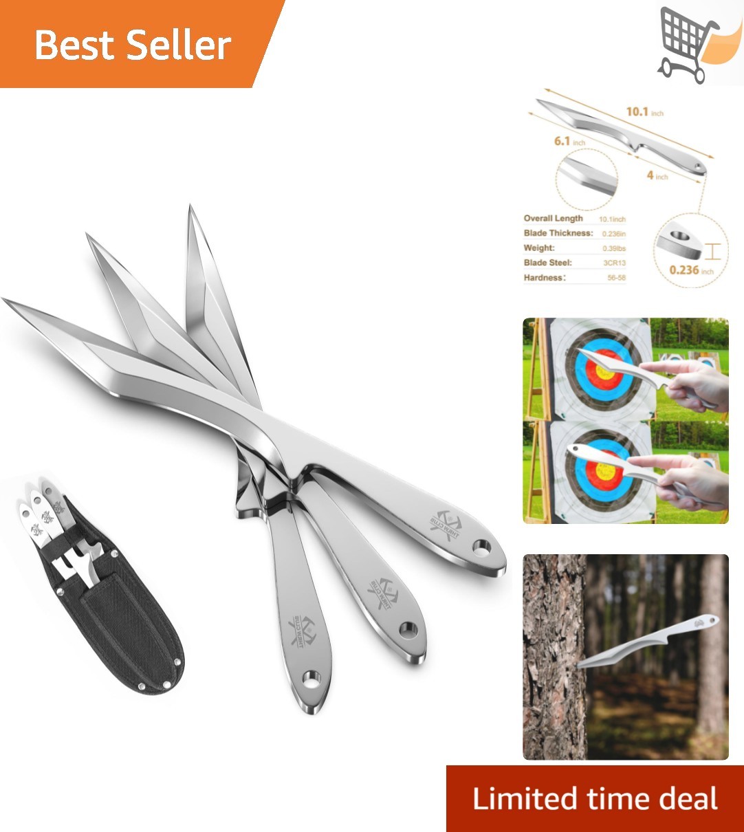 Throwing Spikes 3-Pack Stainless Steel 10 Inch Well-Balanced for Competition