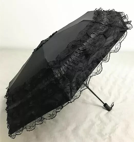 Vintage Lace Parasol Gothic Lolita Umbrella UV Sun Protection Black1 Upgrade