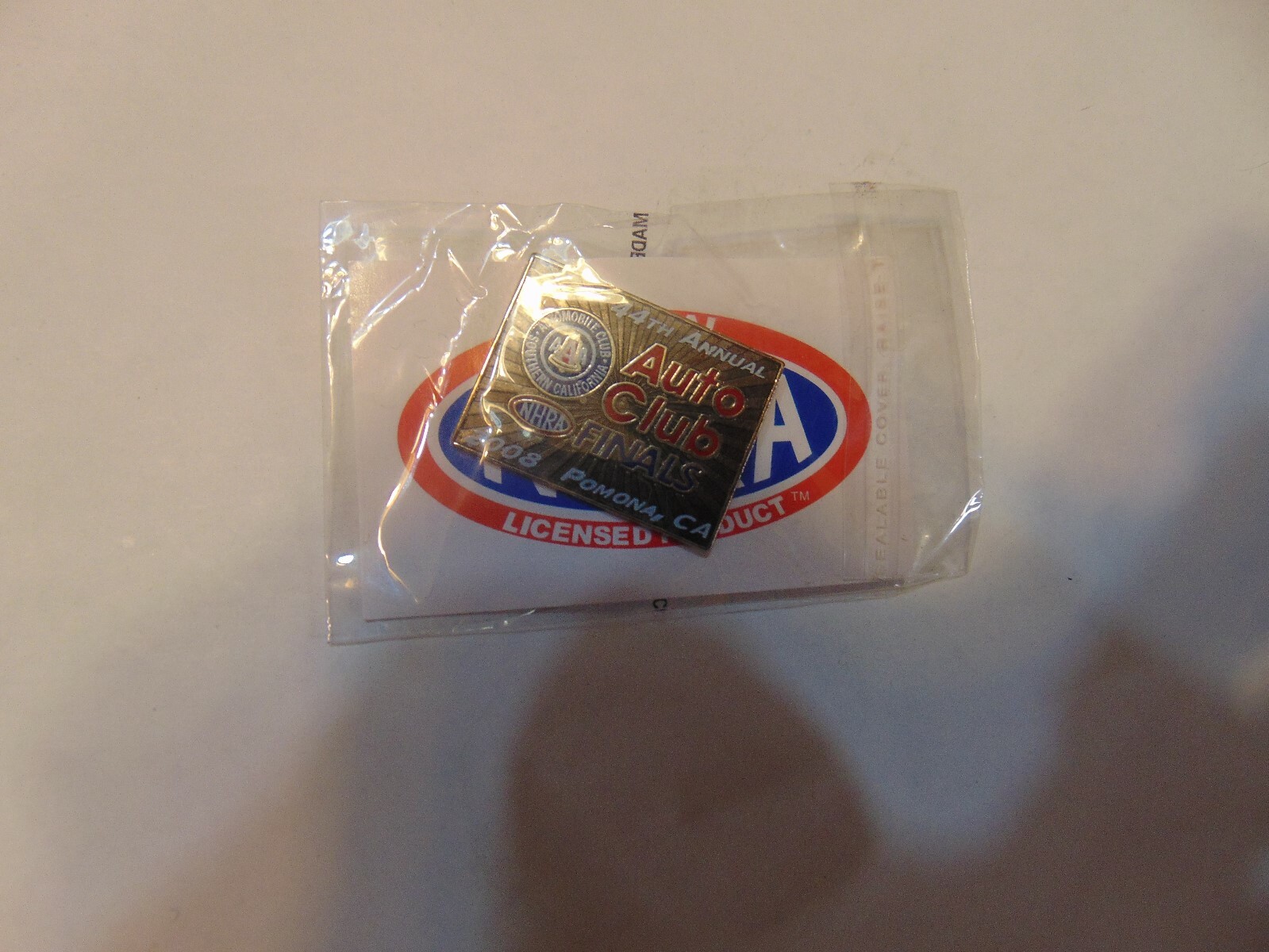 INSIGNIA CREST HAT PIN MINI BADGE NHRA AAA 44TH ANNUAL AUTO CLUB 2008 POMONA CA