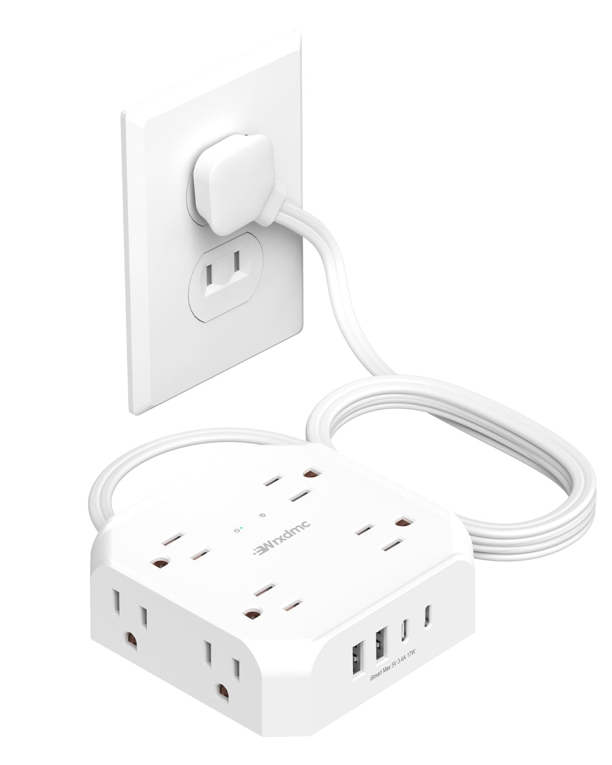 2 Prong Power Strip 2 to 3 Outlet Adapter 1400J Two Surge Protector 5ft