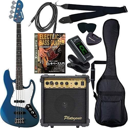Bass Jazz Bass Type Metallic Blue Beginner Introductory Limited Set