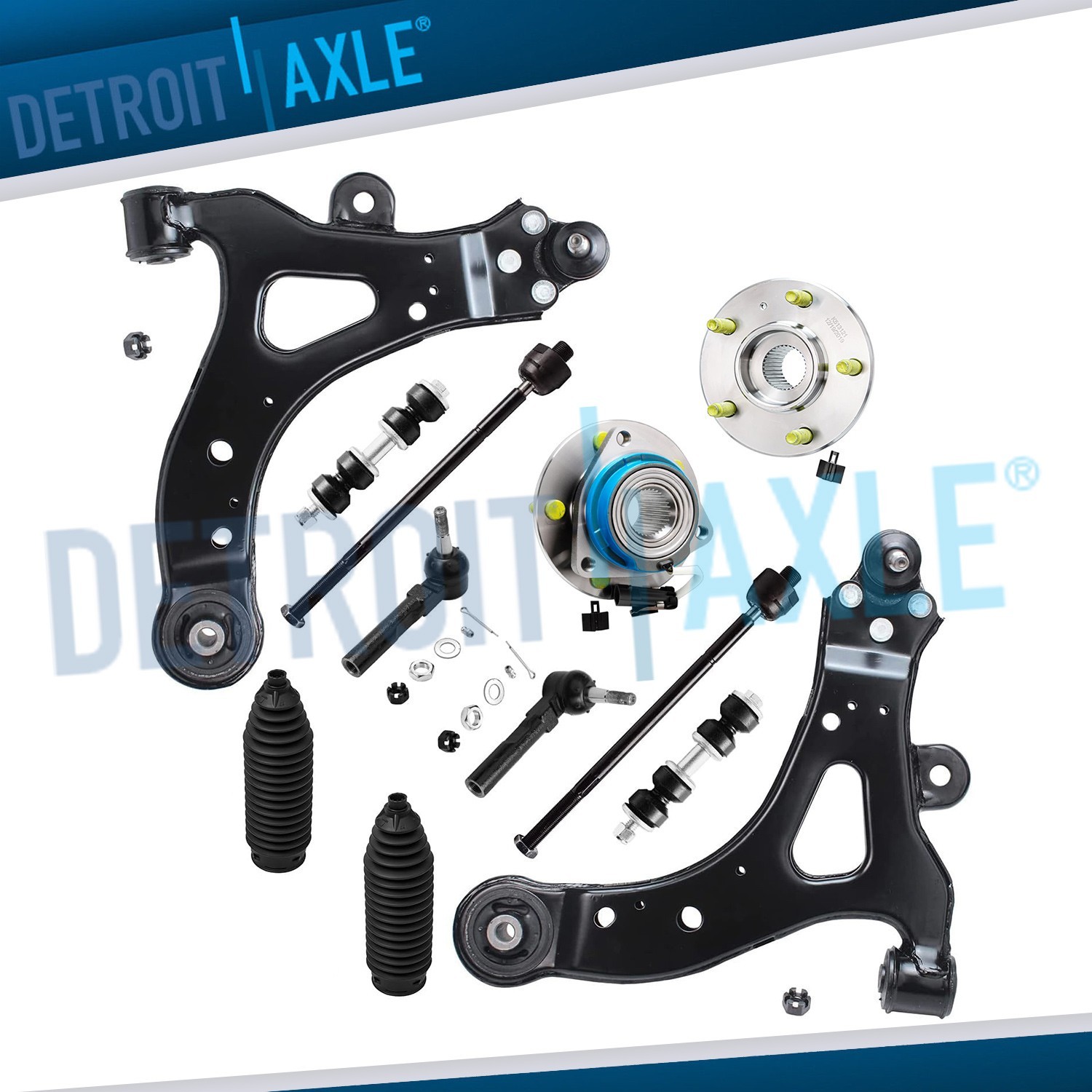 FWD Front Lower Control Arms Wheel Hubs for 2005 Buick Rendezvous Aztek Montana