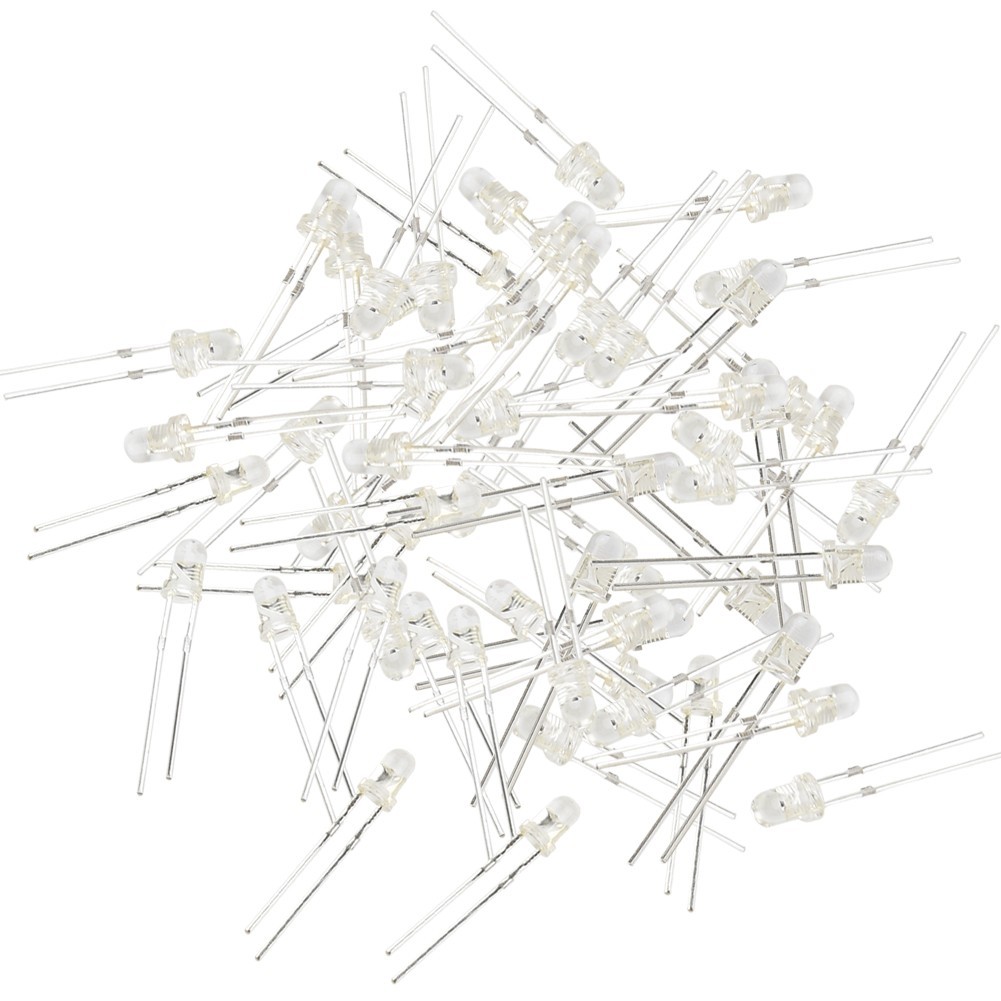 Multifunctional LED 3mm RedBlueGreenWhiteYellow Transparent Bulbs (100PCS)