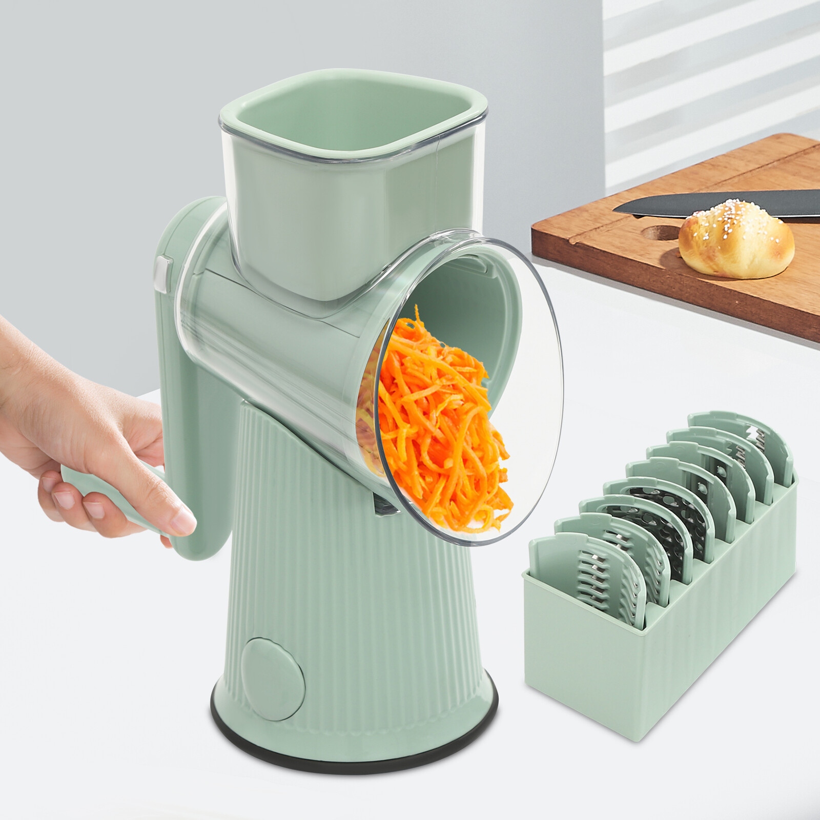 3 In 1 Vegetable Fruit Slicer Cutter Shredder Food Manual Rotary Grater Chopper