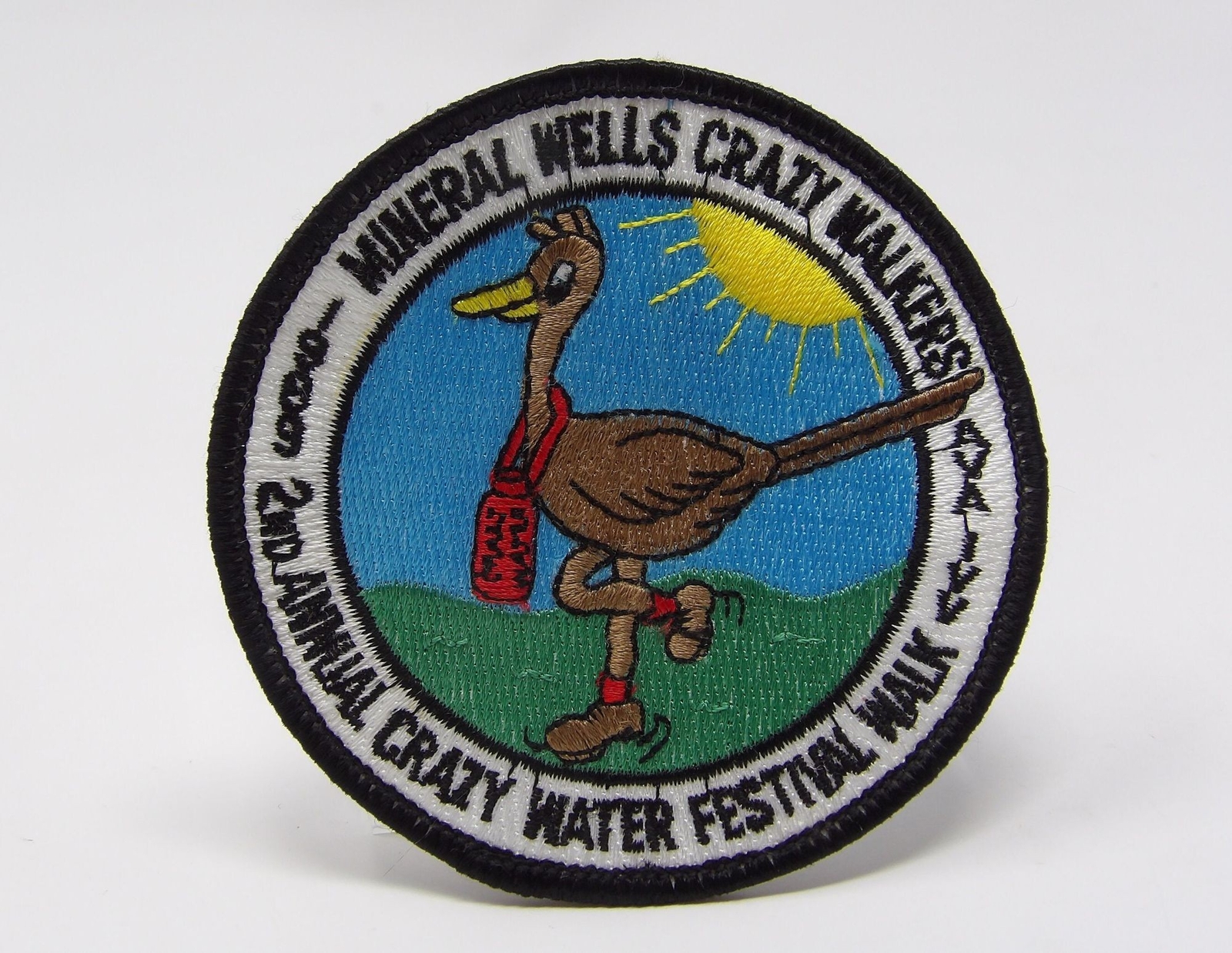 Vintage Advertising Patch Sew On Patch Logo Emblem Mineral Wells Crazy Walkers 2