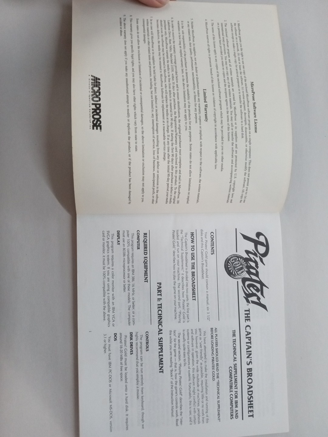 Classic Series "Pirates" Instruction Manual MicroProse Strategy
