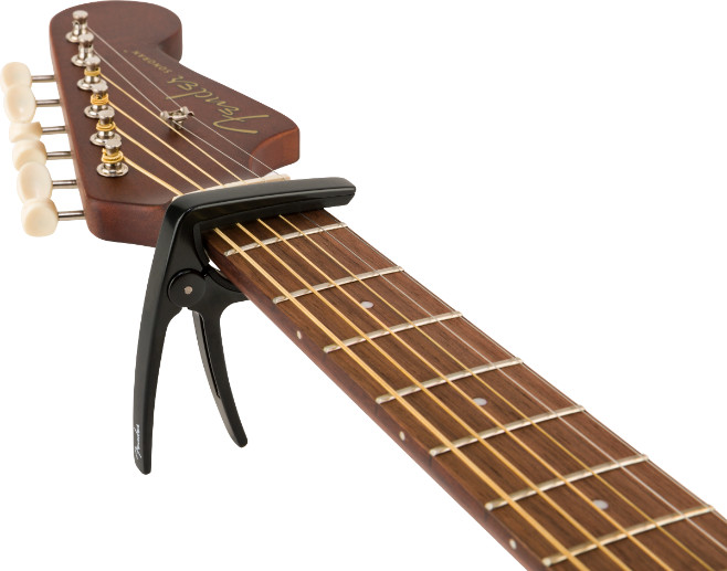 Genuine Fender Laurel Clip-on Lightweight Aluminum Acoustic Guitar Capo, Black