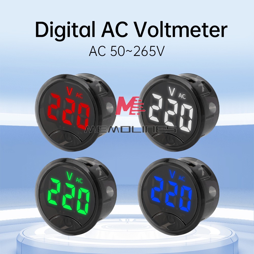 Car Voltmeter DC7-120V/ AC50~265V LED Digital Display Round Voltage Meter