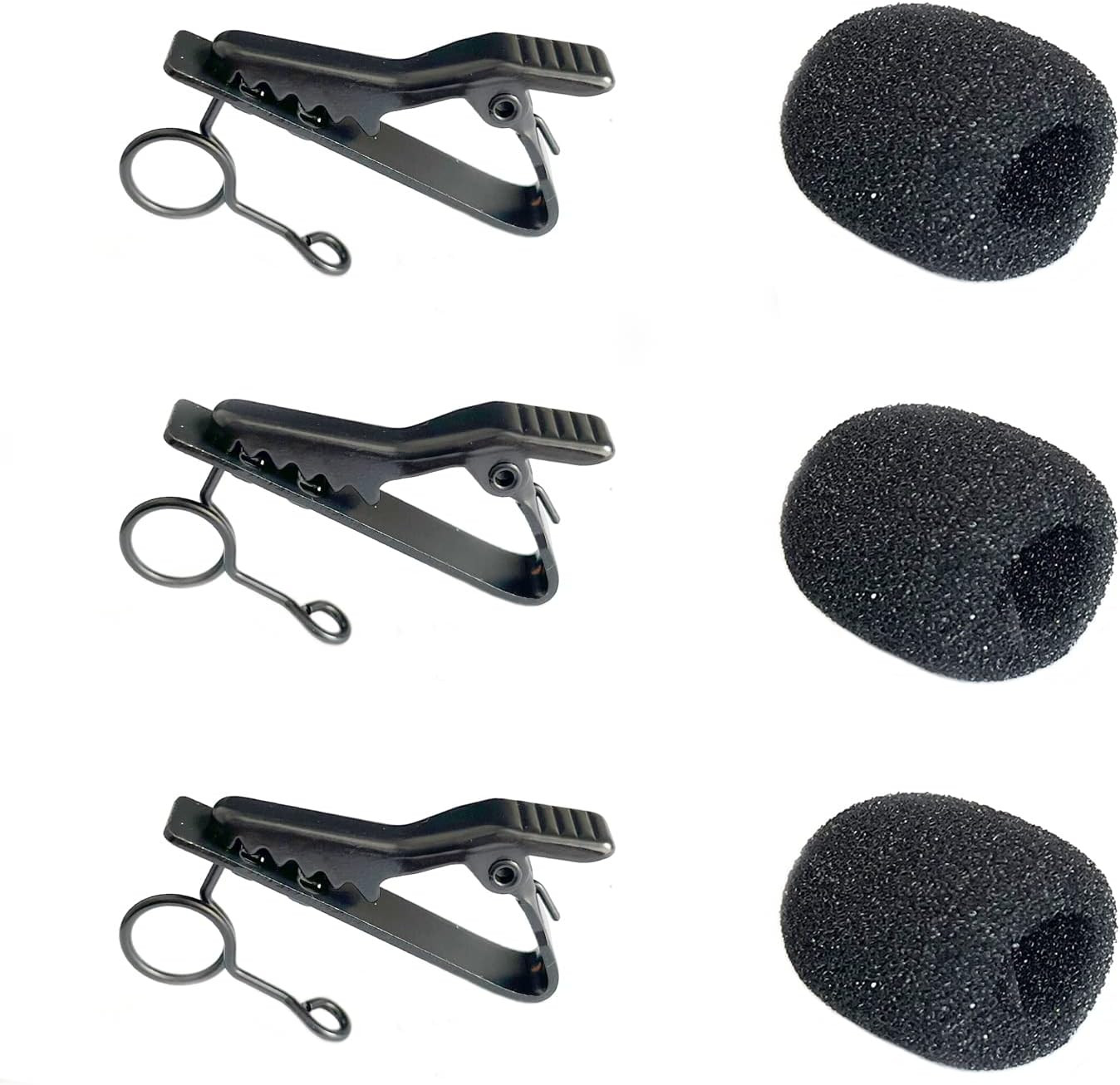 3pcs Lavalier Microphone Metal Tie Clips with 3pcs Lapel Mic Windscree...