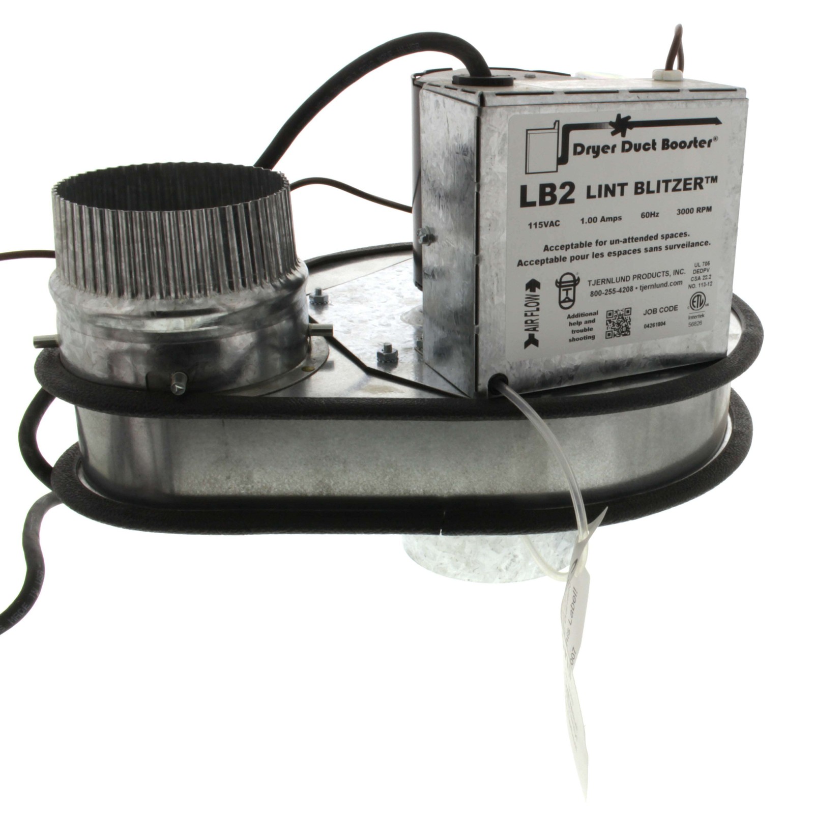 TJERNLUND LB2XL Dryer Duct Booster Fan 115V 230 CFM Commercial Capacity