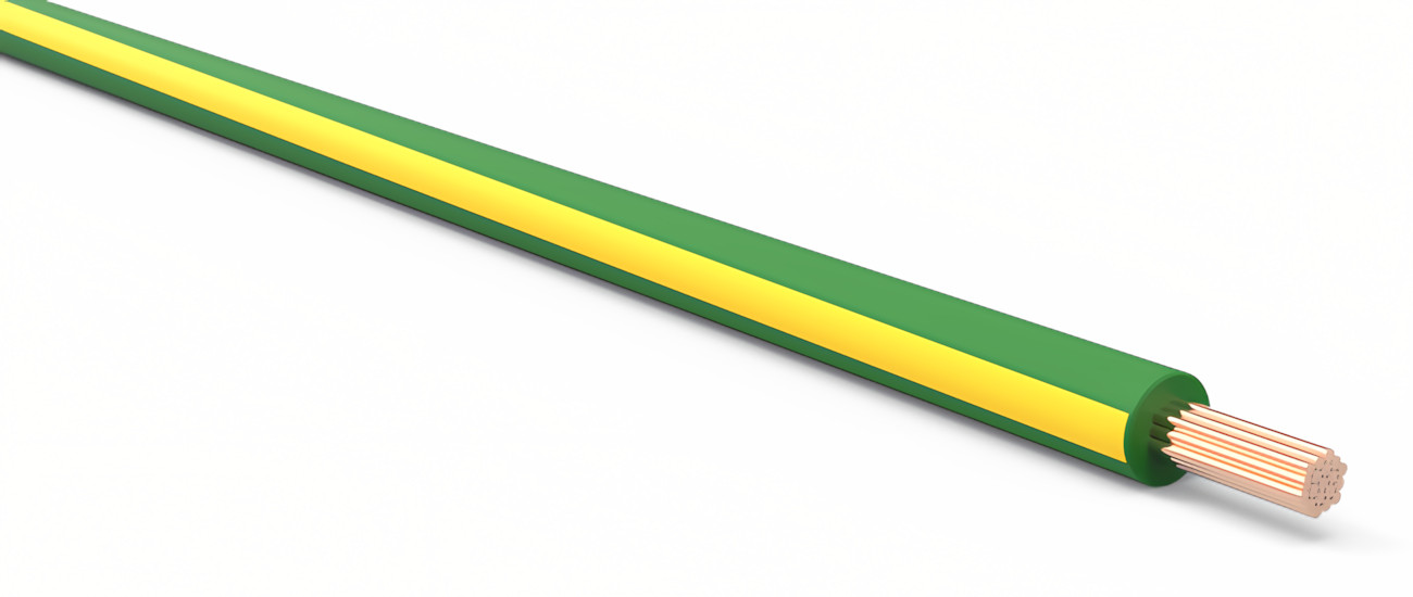TXL Automotive Wire 18 AWG DARK GREEN w/ YELLOW Stripe Bulk 25 ft Primary Copper
