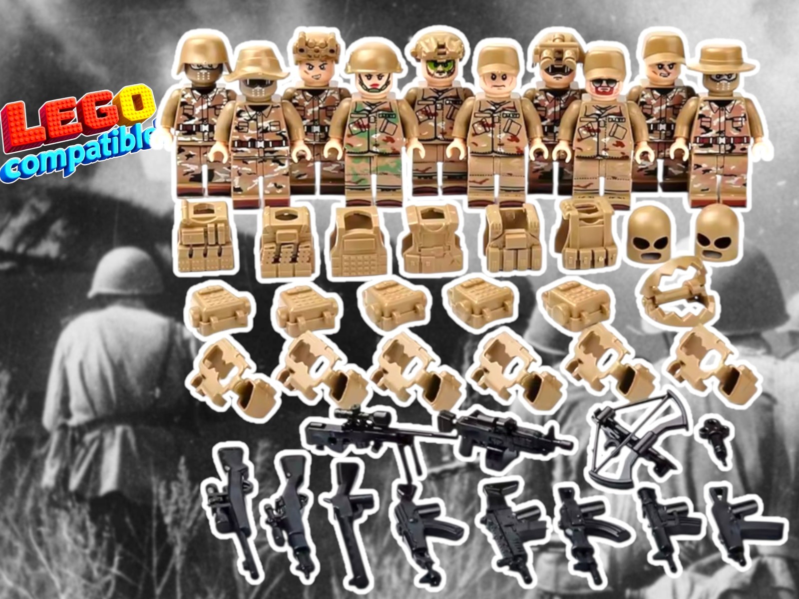 10 US USA AMERICAN Army Custom Minifigure Figure Set Figures Soldier Lego Marine