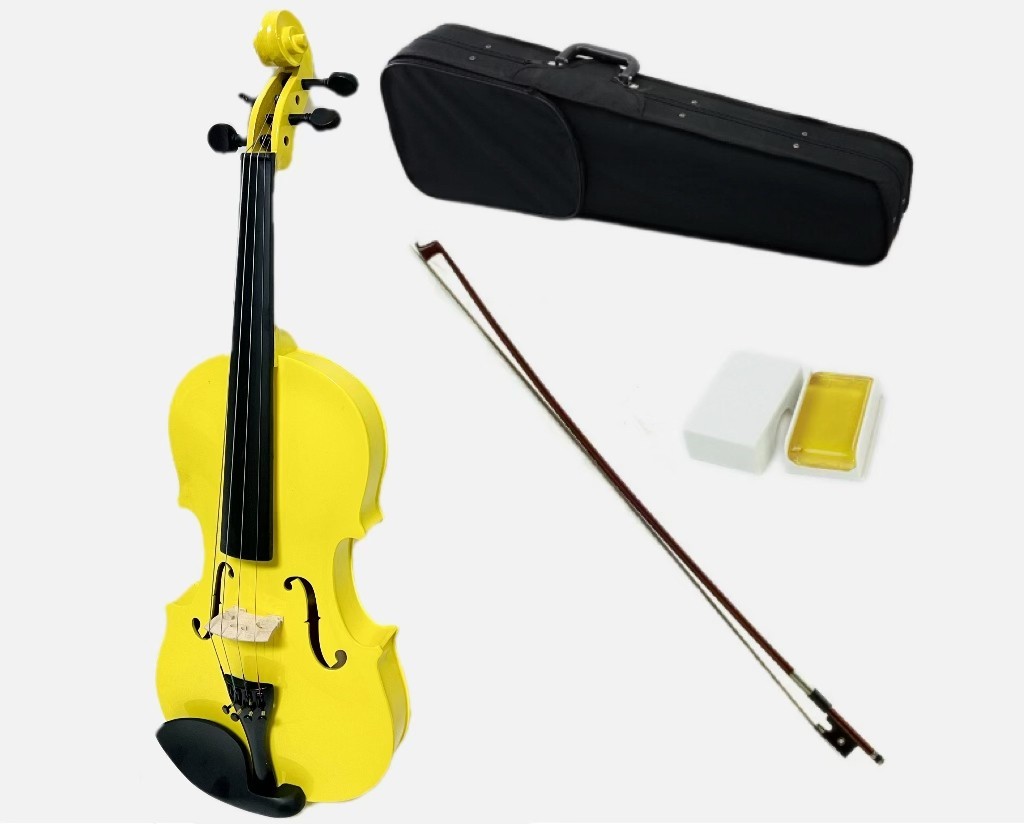 SKY 4/4 Full Size Solid Wood Yellow Violin Beautiful Color with Brazilwood Bow