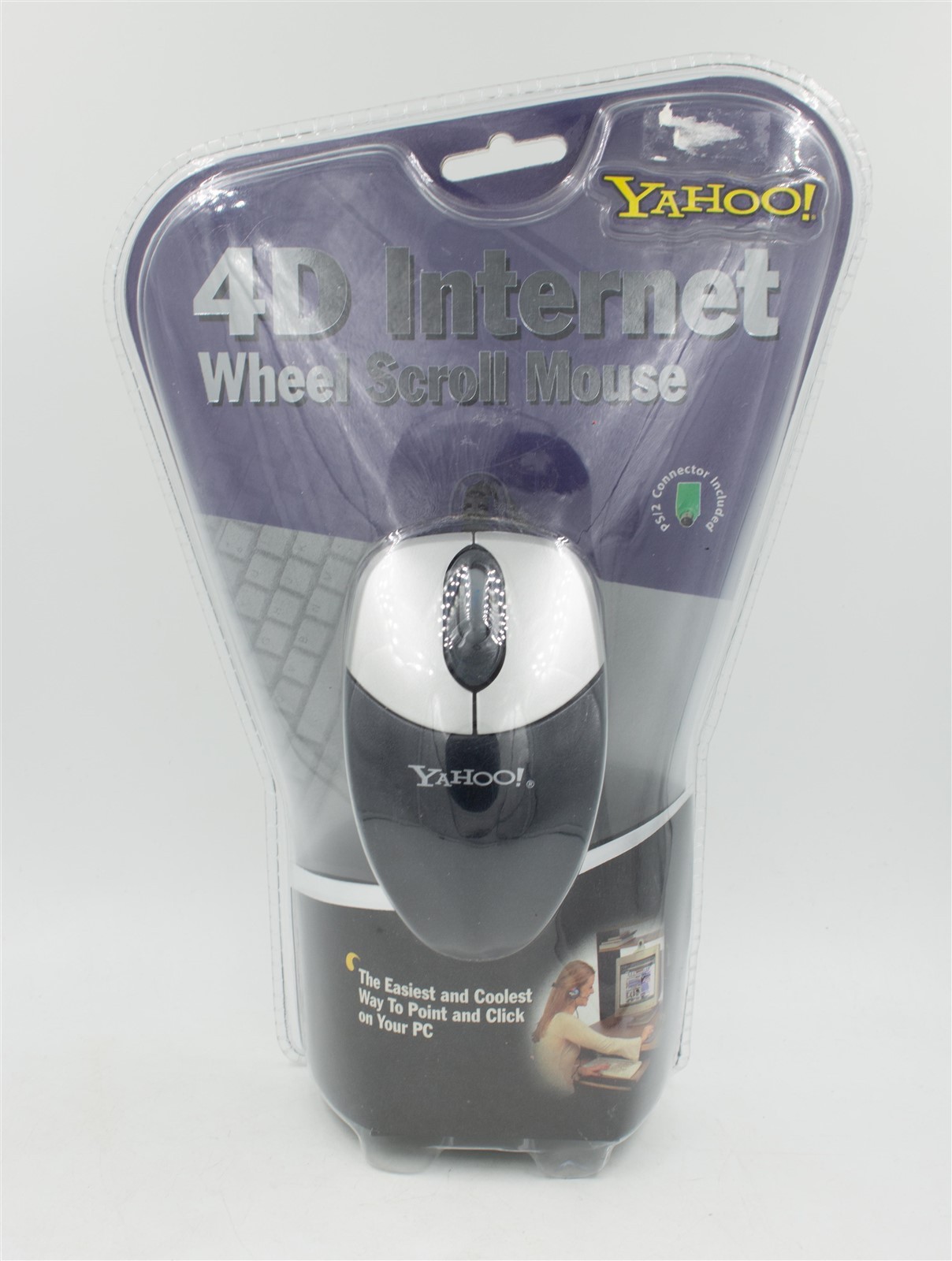 Vintage PC Mouse Yahoo! "4D Internet" Y2K Era PS/2 Connector