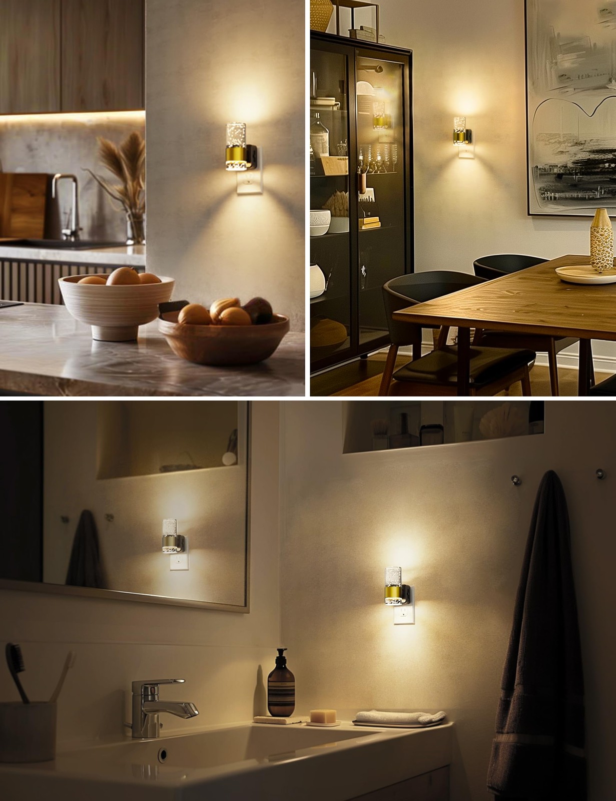 2 Pack Dimmable Night Light Dusk to Dawn Sensor Adjustable Color
