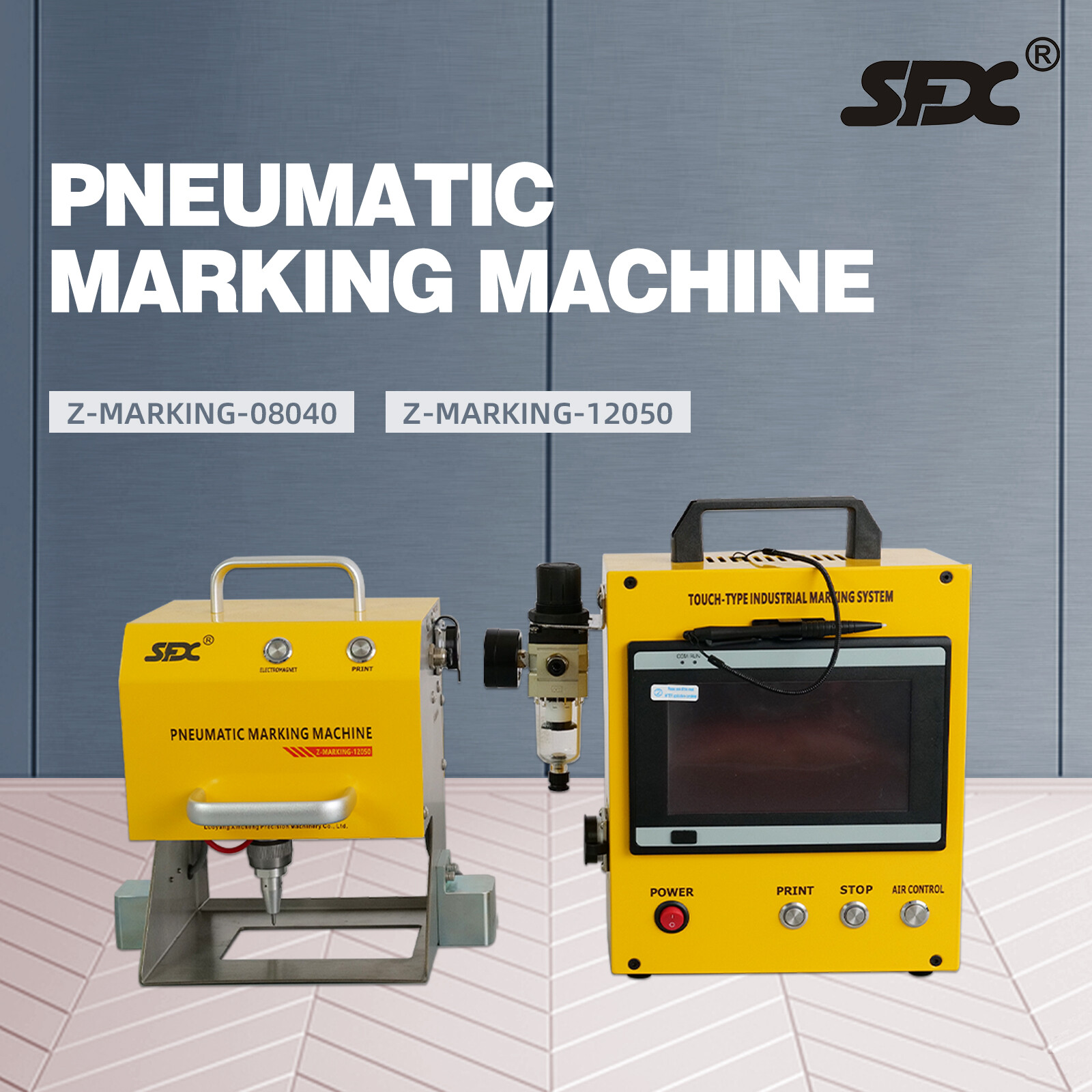 Pneumatic Metal Marking Machine 120mm×50mm Auto Vehicle Frame Chassis VIN Number