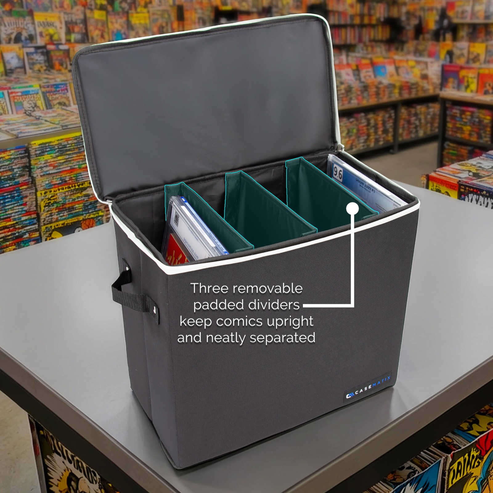 CASEMATIX Graded Comic Book Storage Case Fits 28 CGC CBCS Slabs in Comic Box Bin