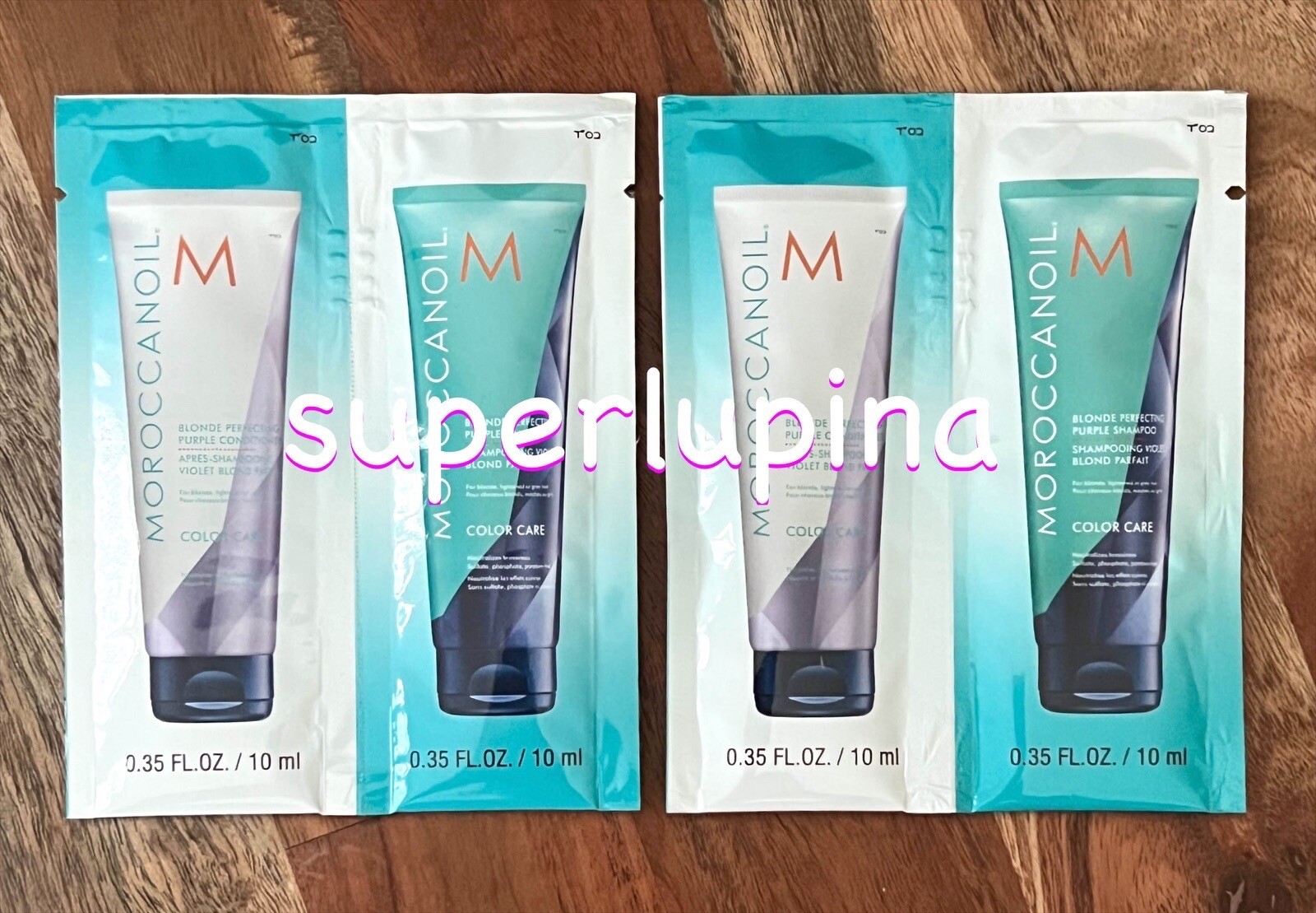 2x Moroccanoil Blonde Perfecting Purple Shampoo & Conditioner Sample Pack Duo