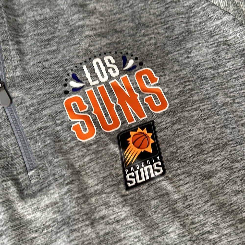 PHOENIX SUNS BASKETBALL TEAM-EXCLUSIVE "LOS SUNS" QUARTER ZIP JACKET large gray