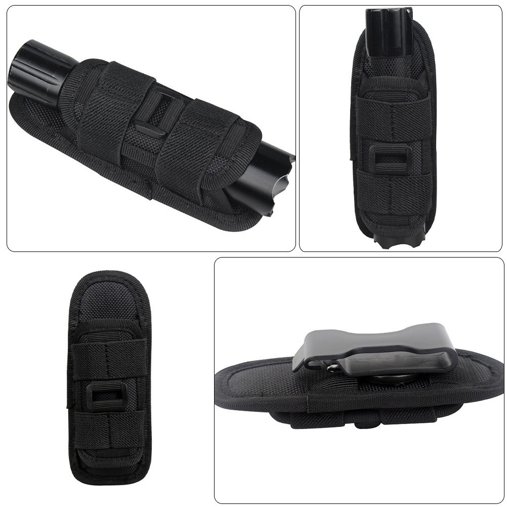 Outdoor Flashlight Pouch Rotatable Belt Clip Nylon Torch Protector