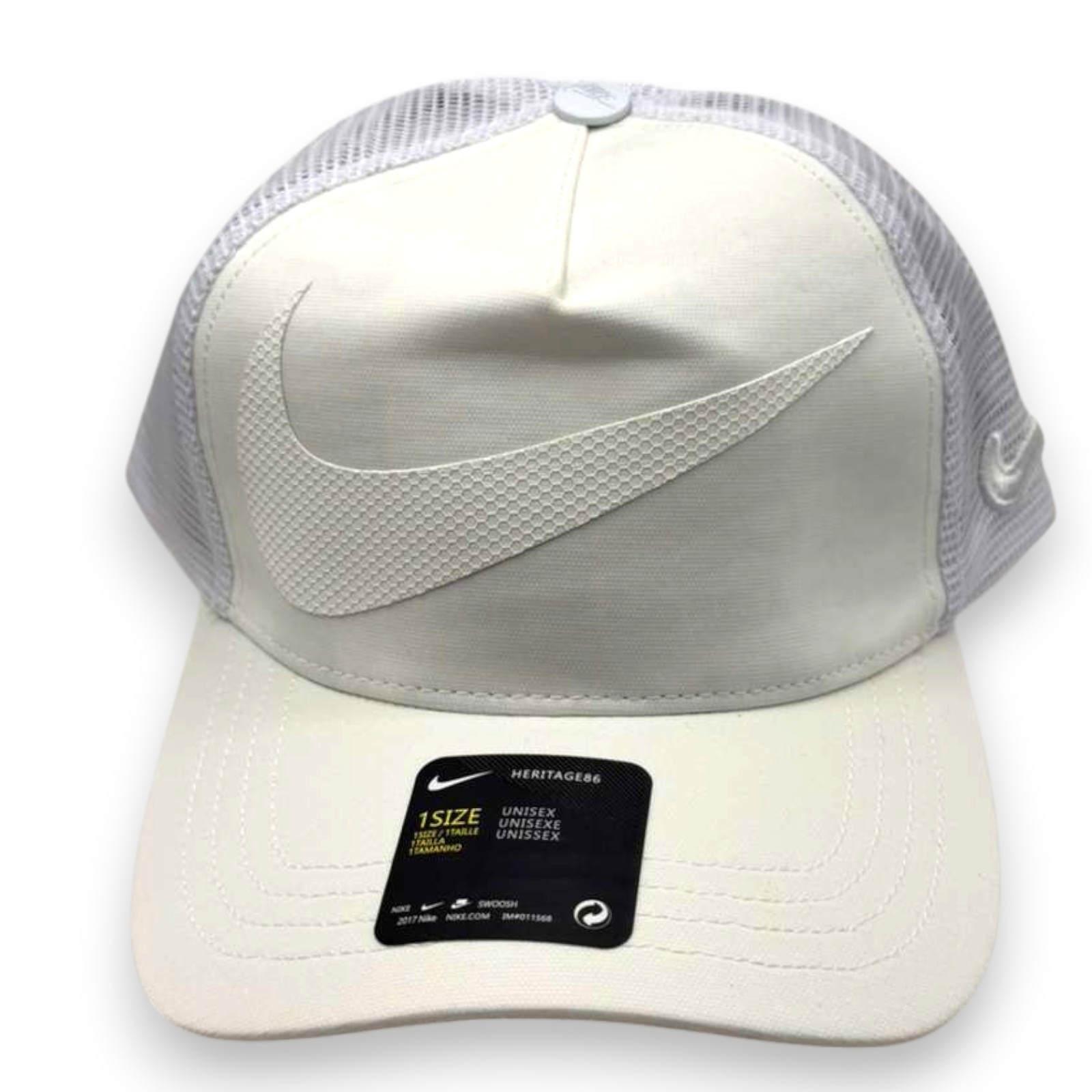 Nike Heritage86 White Trucker Hat Mesh Snapback Cap Unisex One Size Swoosh Logo