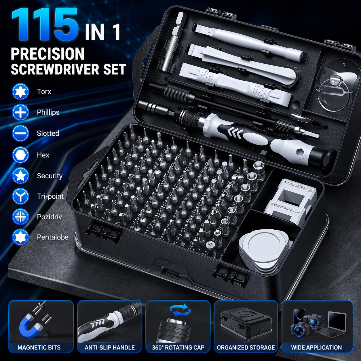 115 in 1 Mini Magnetic Precision Screwdriver Set PC Phone Electronics Repair Kit