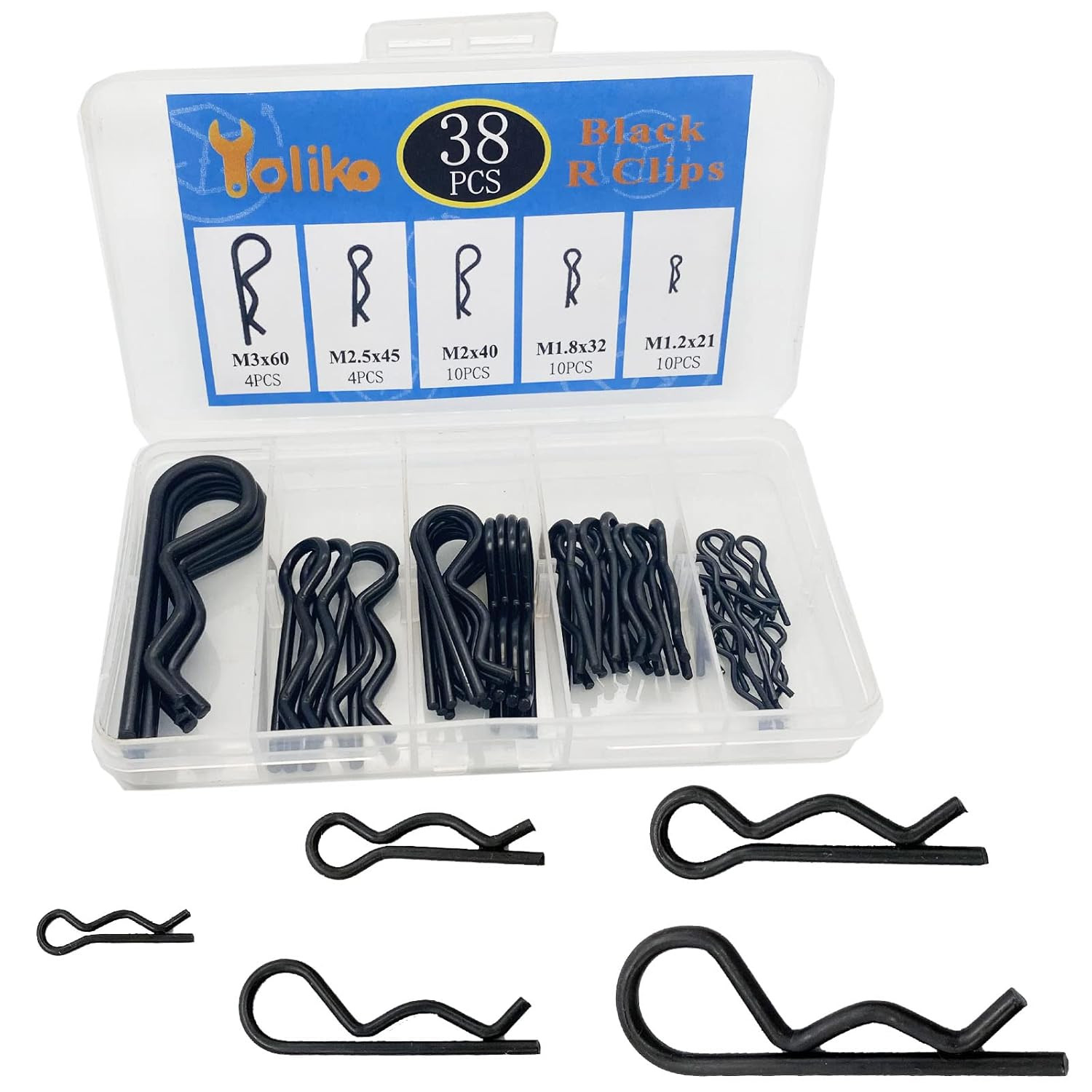 38 Pcs Hitch Pin Clip R Clips Retaining Pins Tractor Black 38 pcs in 5 size