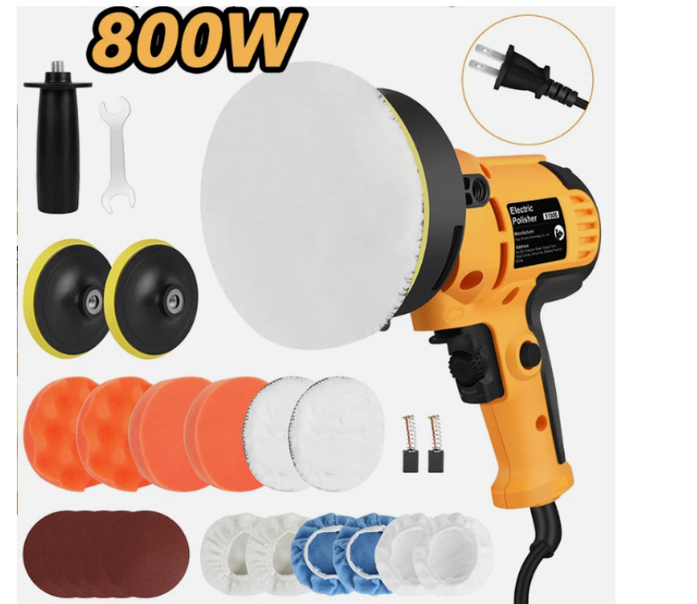 Car Polisher Buffer Sander 800W w/ Multiple 5" Bonnets & Sanding Accessories
