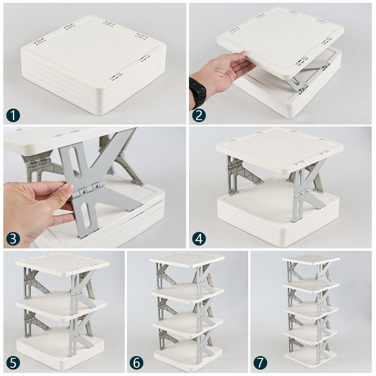 5 Tier Vertical Narrow Shoe Storage Organizer for Saving Space, Gray Plastic ...