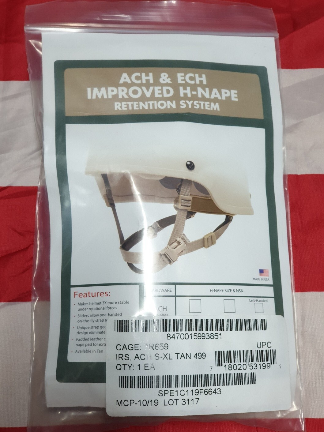 ACH/ECH Improved Retention System H-Nape Helmet Chin Strap Full SET